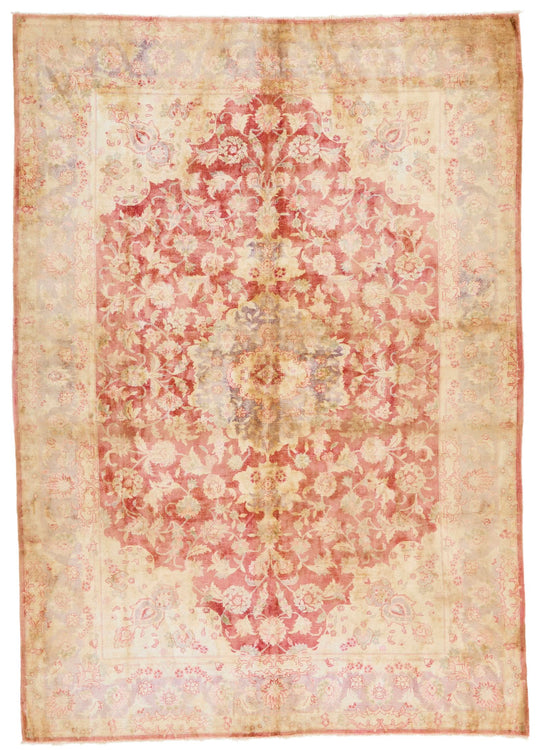 6x9 Red and White Traditional Rug