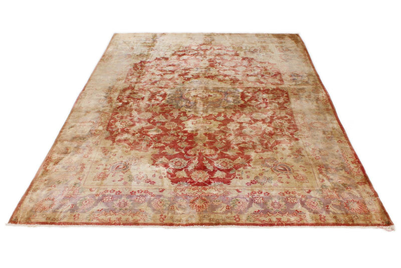6x9 Red and White Traditional Rug
