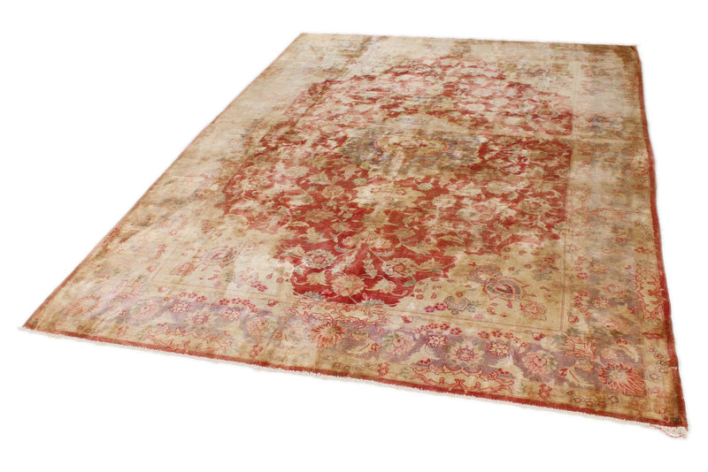 6x9 Red and White Traditional Rug