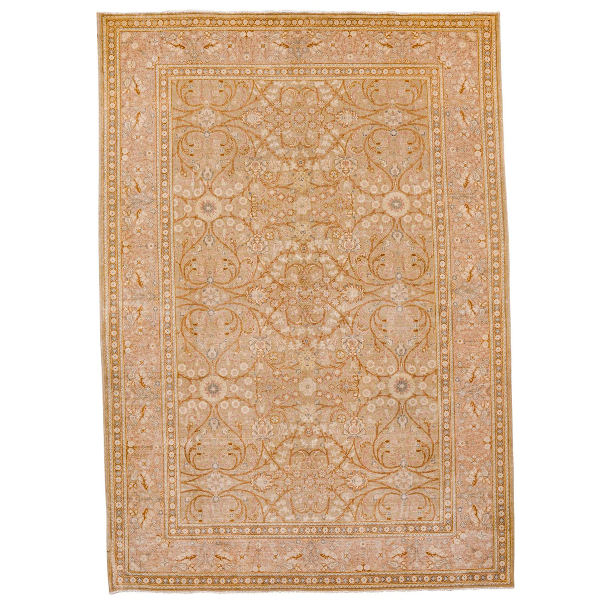 6x8 Ivory and Blue Turkish Anatolia Rug