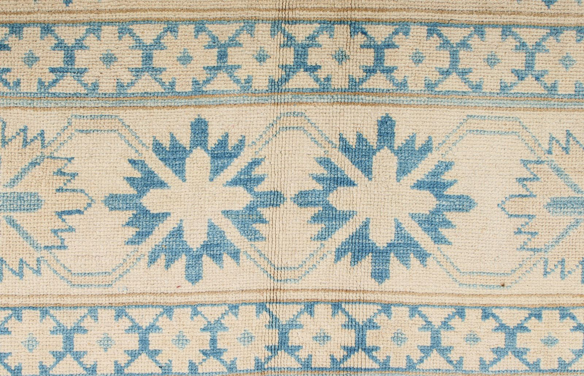 7x10 Beige and Blue Kazak Tribal Rug