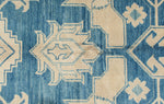 7x10 Beige and Blue Kazak Tribal Rug