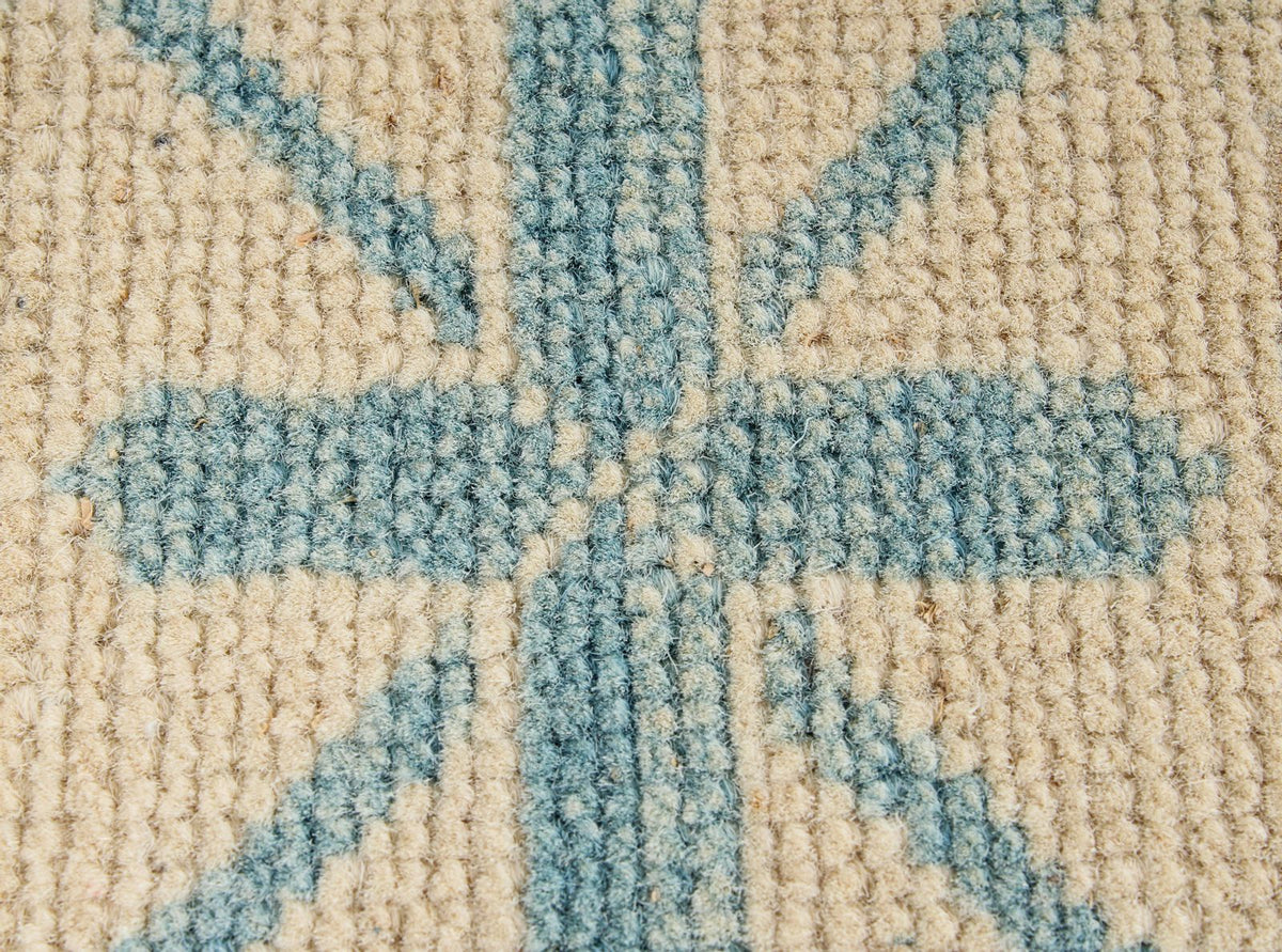 7x10 Beige and Blue Kazak Tribal Rug