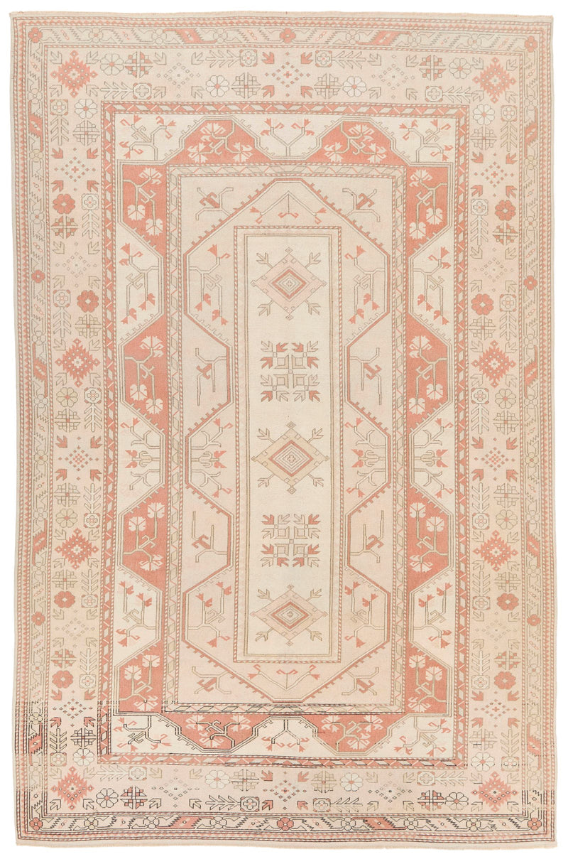 8x12 Beige and Rust Turkish Milas Rug