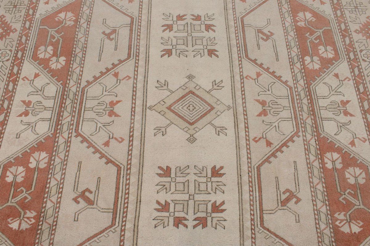 8x12 Beige and Rust Turkish Milas Rug
