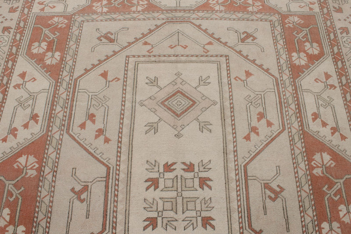 8x12 Beige and Rust Turkish Milas Rug
