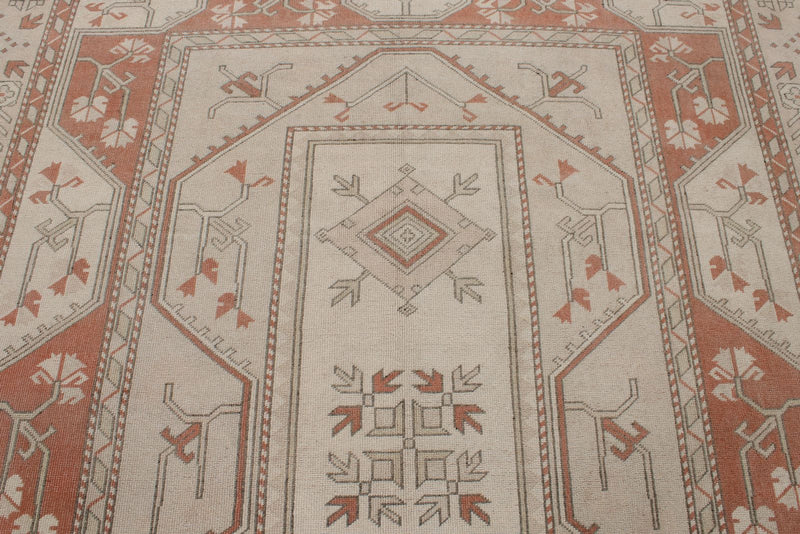 8x12 Beige and Rust Turkish Milas Rug