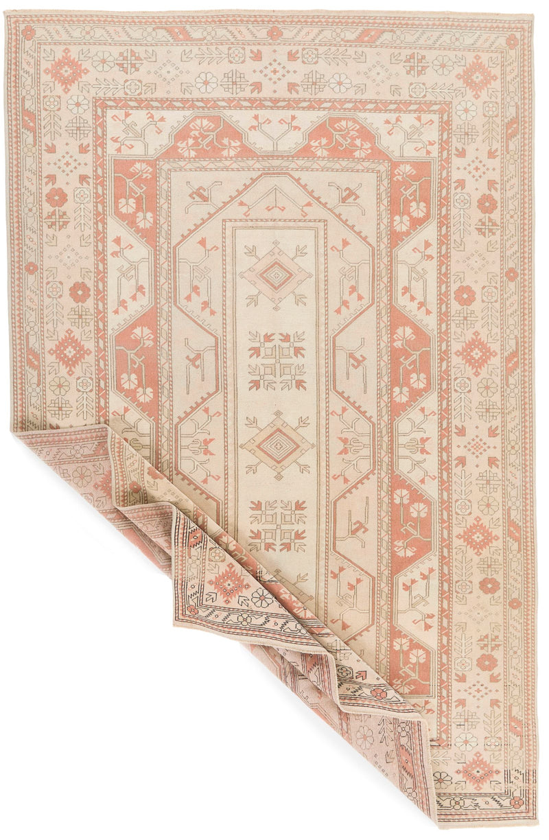 8x12 Beige and Rust Turkish Milas Rug