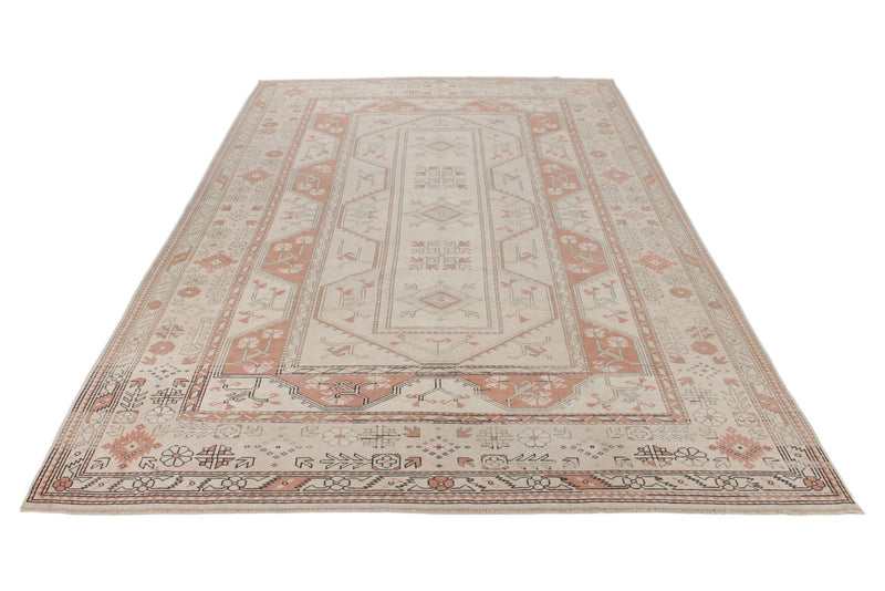 8x12 Beige and Rust Turkish Milas Rug