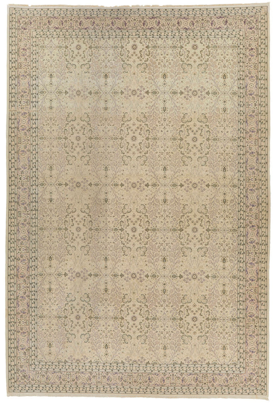 10x14 Beige and Brown Turkish Silk Rug