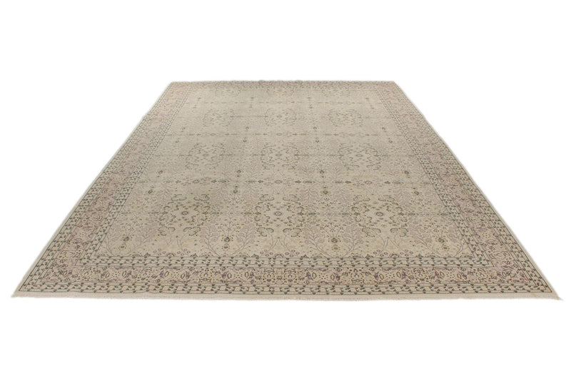 10x14 Beige and Brown Turkish Silk Rug