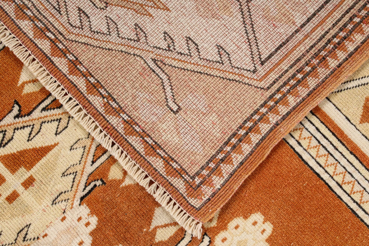 7x8 Beige and Rust Turkish Milas Rug