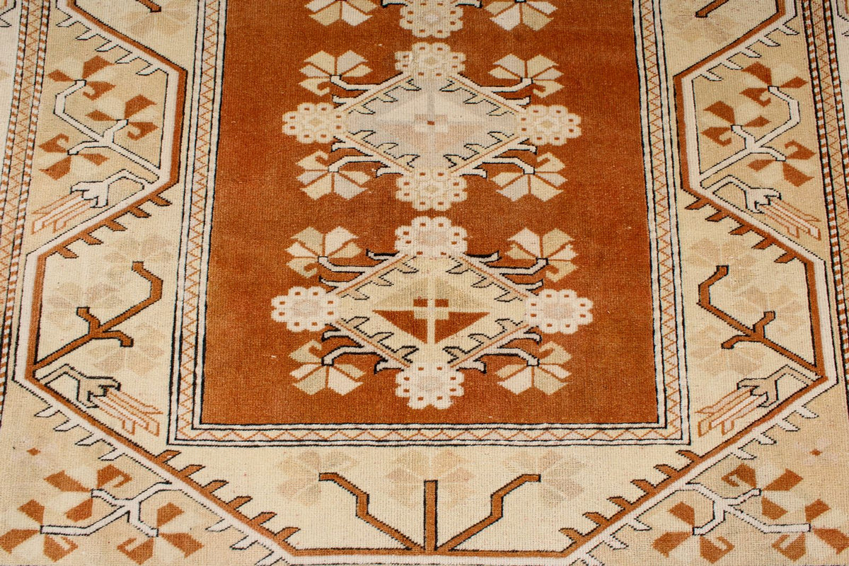 7x8 Beige and Rust Turkish Milas Rug