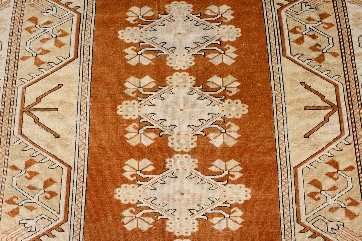 7x8 Beige and Rust Turkish Milas Rug