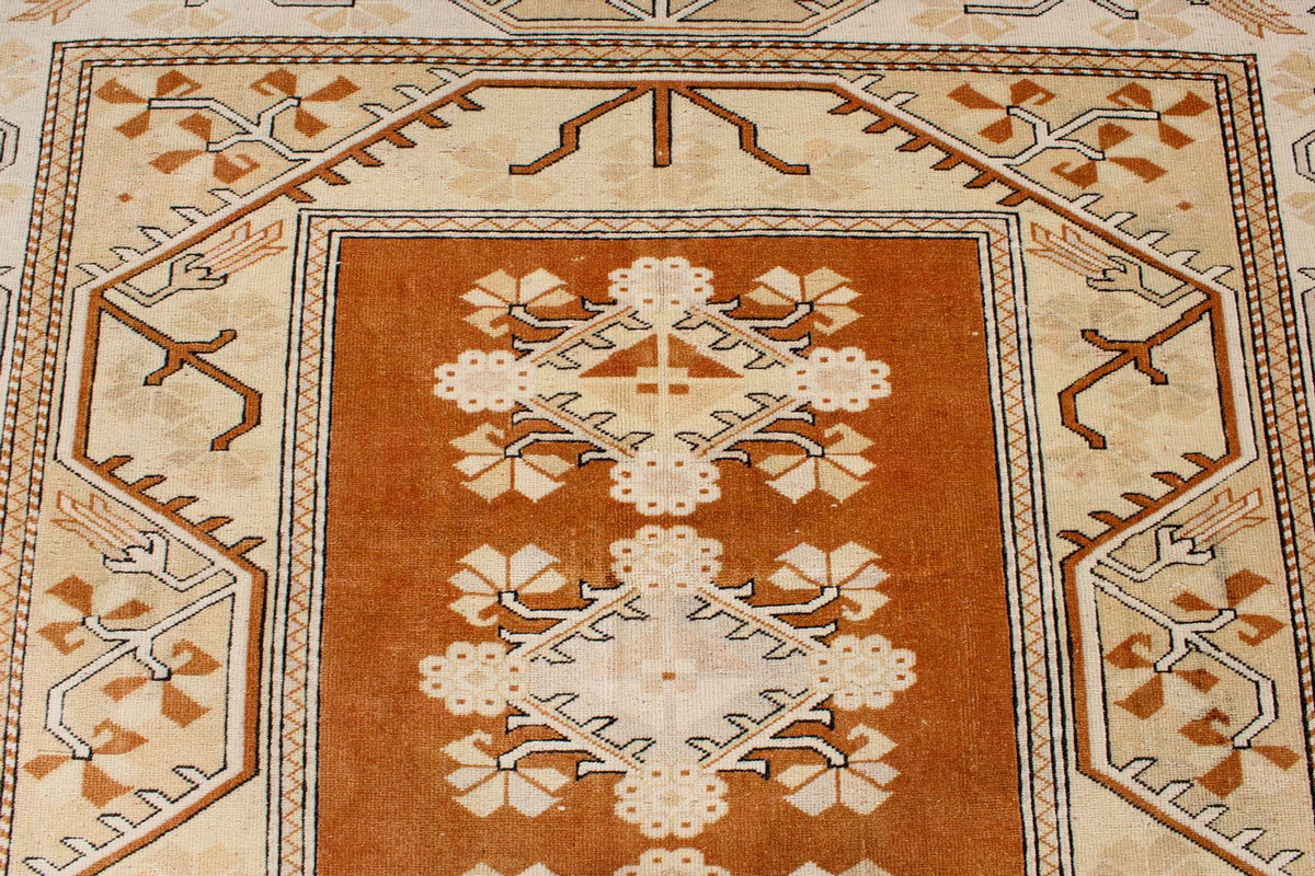 7x8 Beige and Rust Turkish Milas Rug