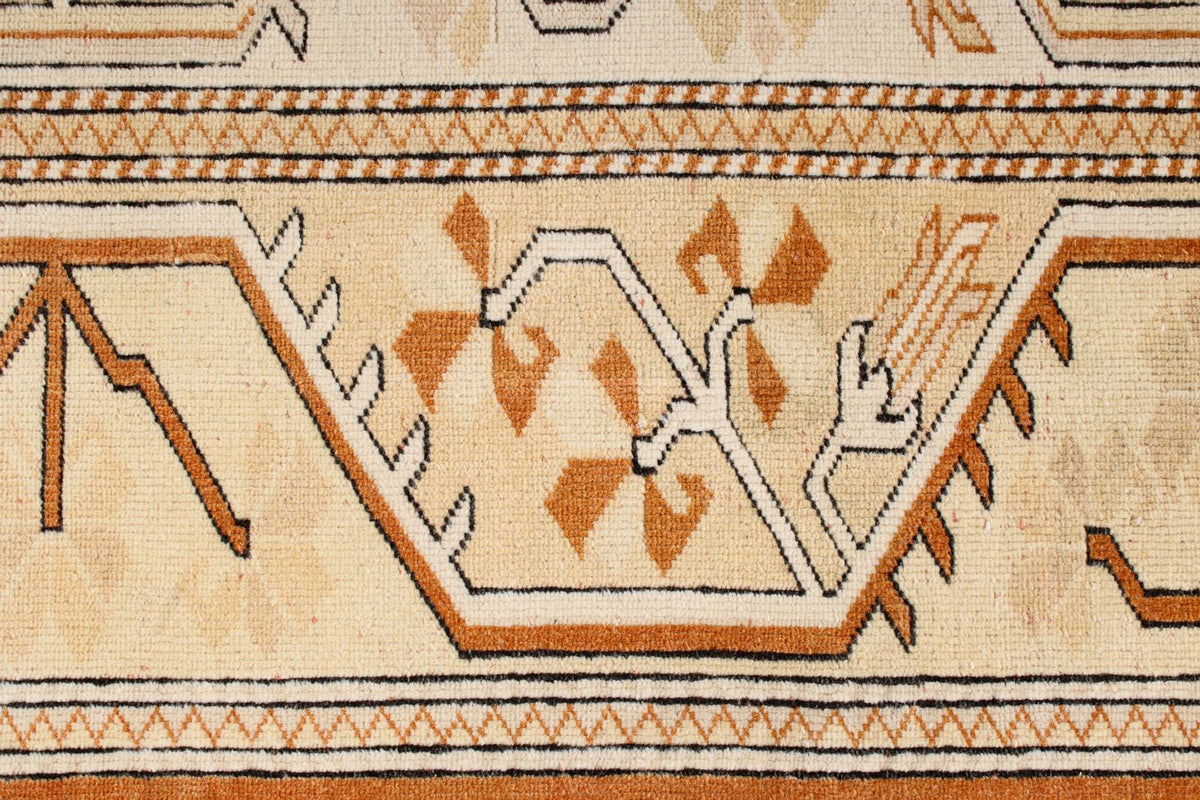 7x8 Beige and Rust Turkish Milas Rug