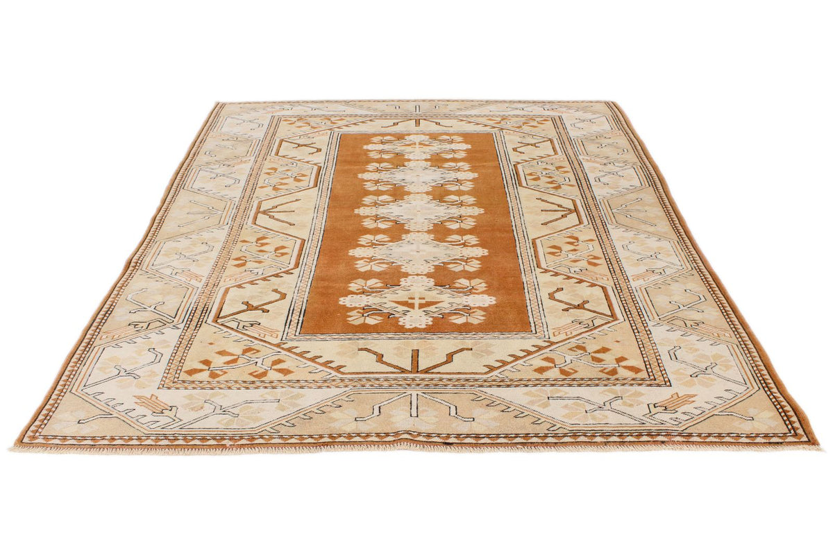 7x8 Beige and Rust Turkish Milas Rug