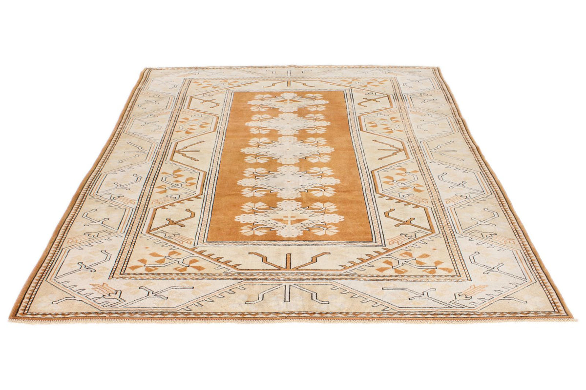 7x8 Beige and Rust Turkish Milas Rug
