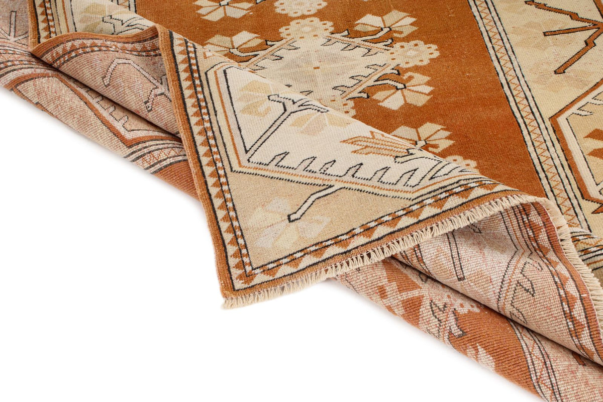 7x8 Beige and Rust Turkish Milas Rug
