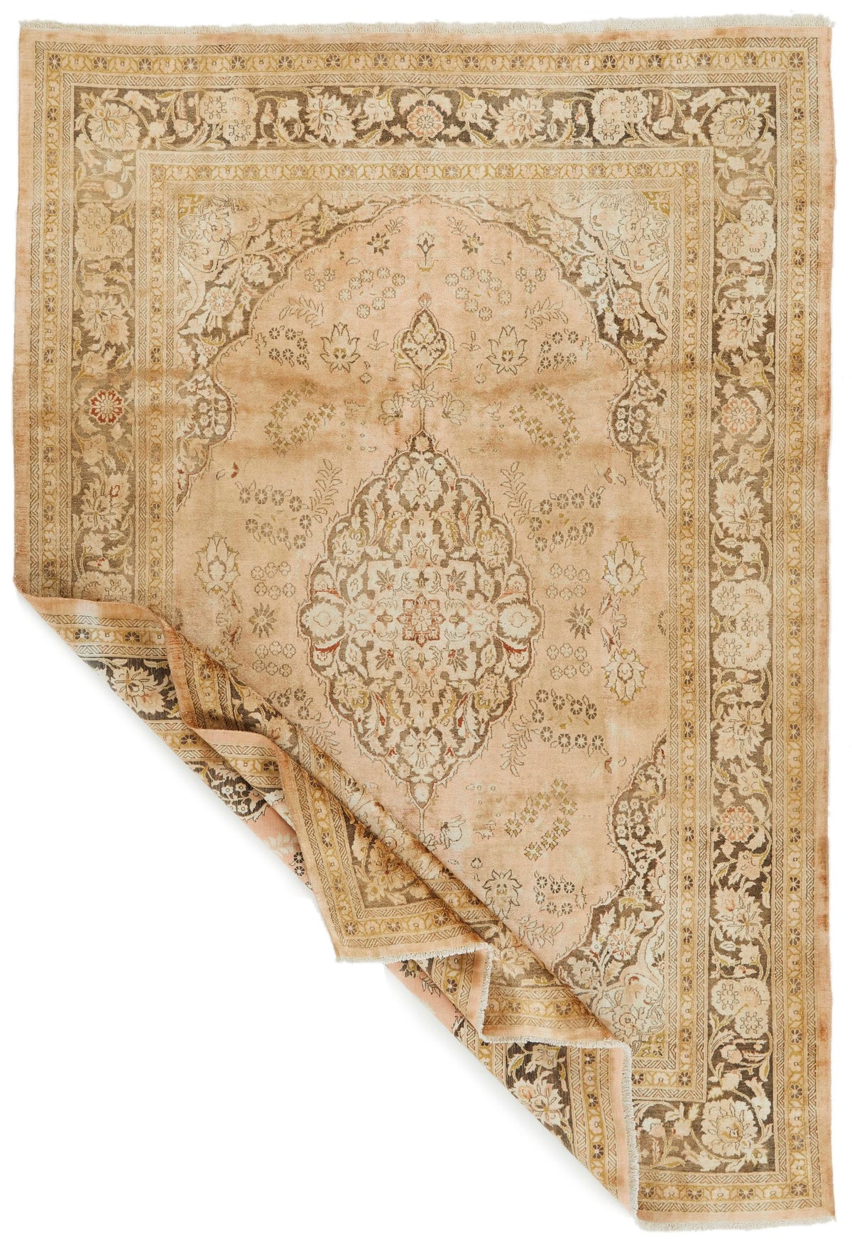 6x9 Beige and Brown Turkish Traditional Rug