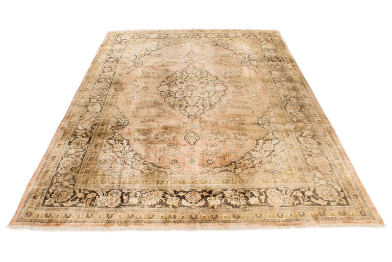 6x9 Beige and Brown Turkish Traditional Rug