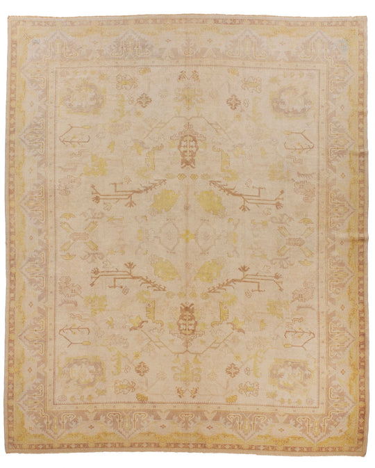 9x11 Beige Turkish Oushak Rug