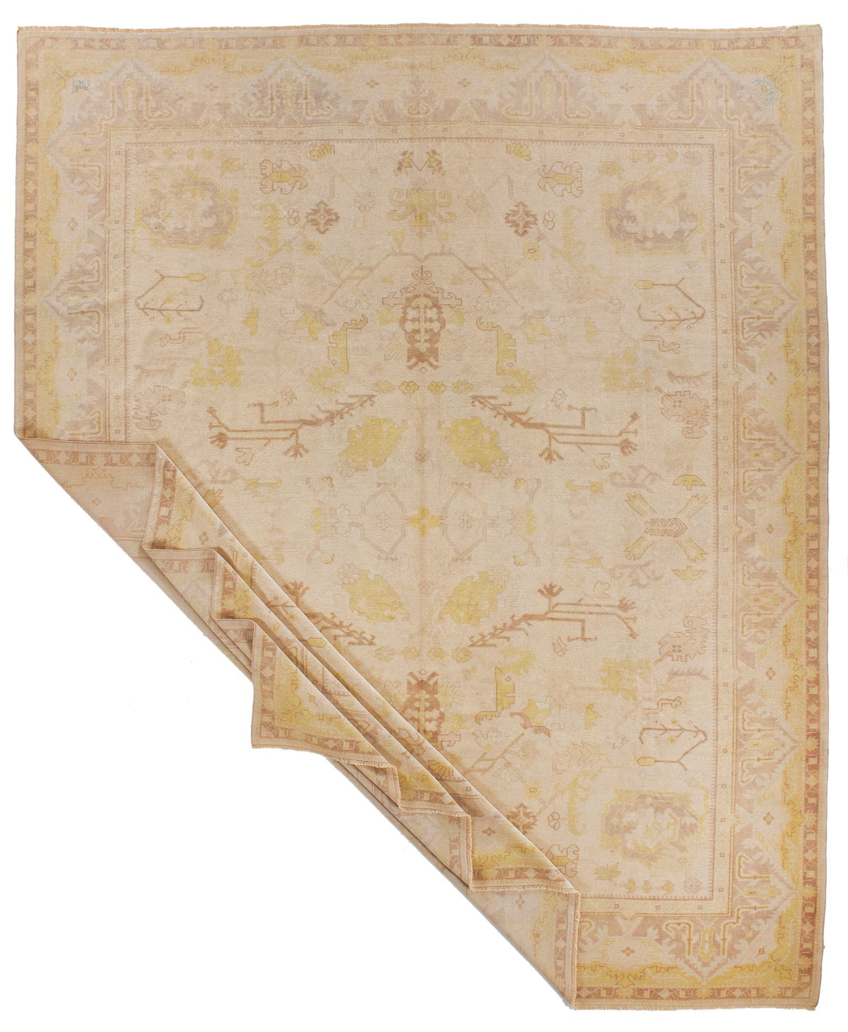 9x11 Beige Turkish Oushak Rug
