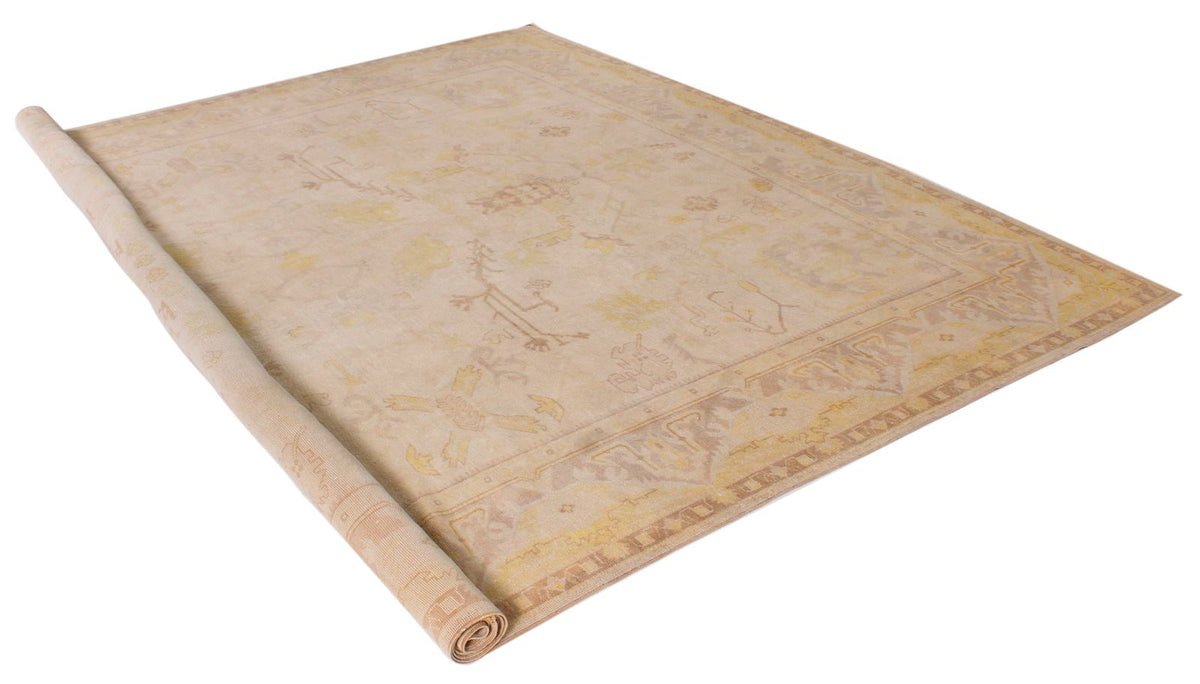 9x11 Beige Turkish Oushak Rug
