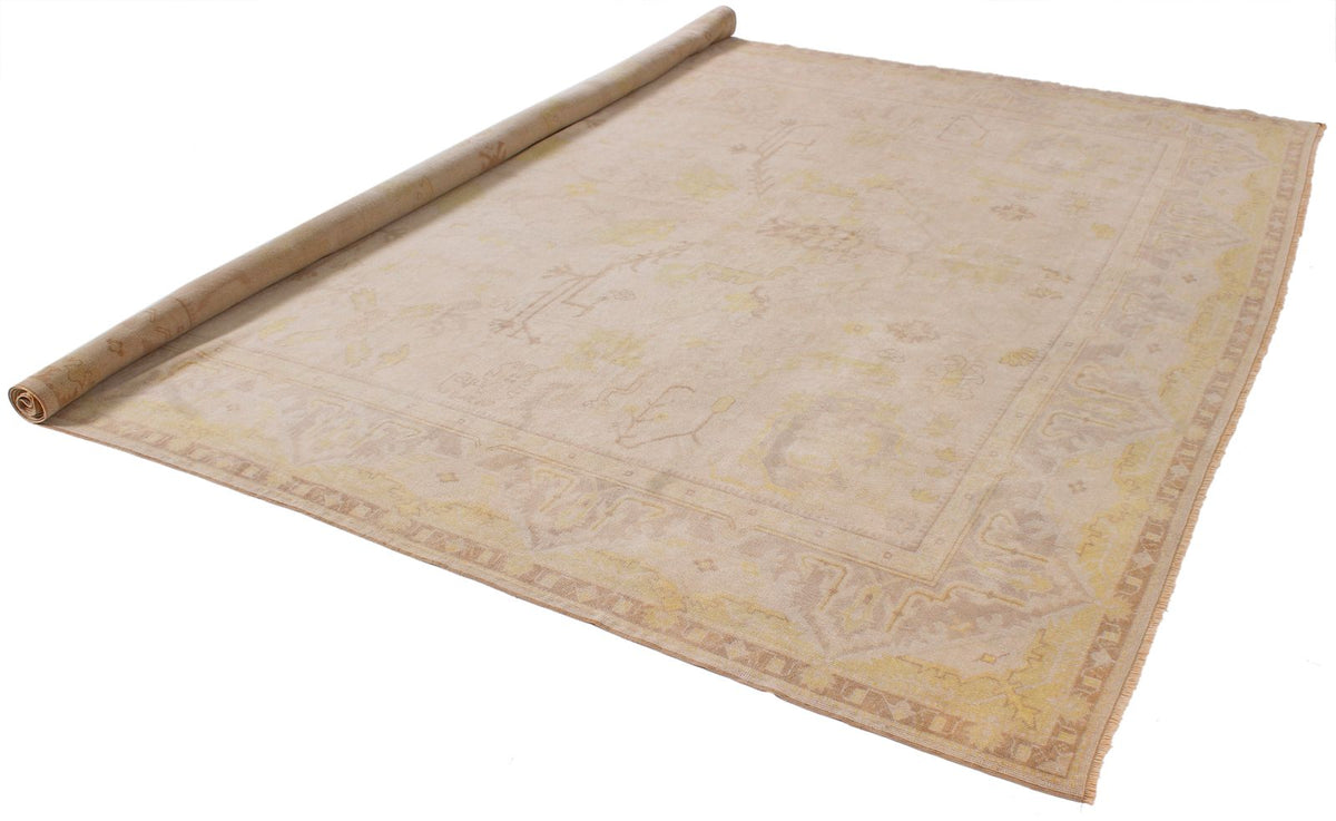 9x11 Beige Turkish Oushak Rug