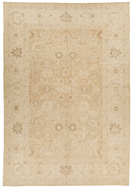 10x14 Beige and Brown Turkish Oushak Rug