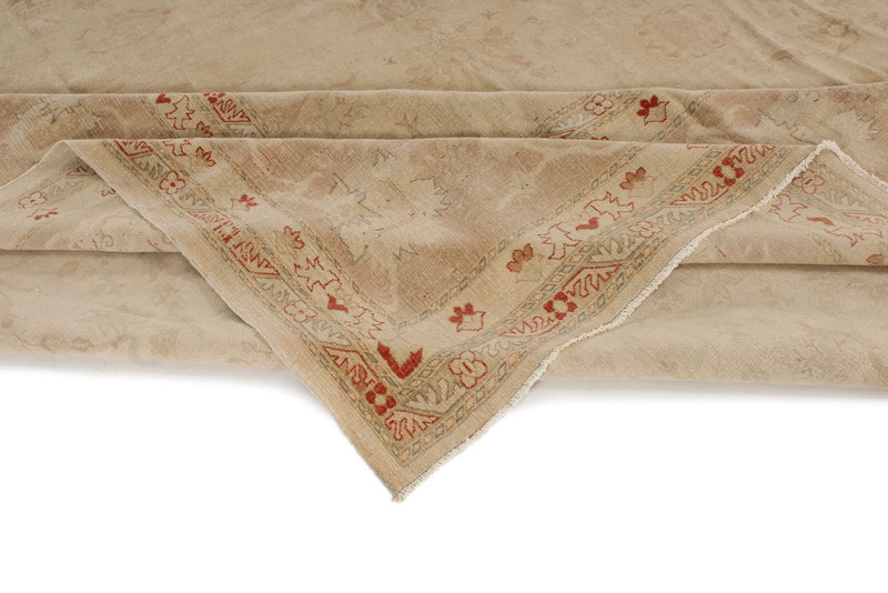 13x19 Beige and Red Turkish Oushak Rug