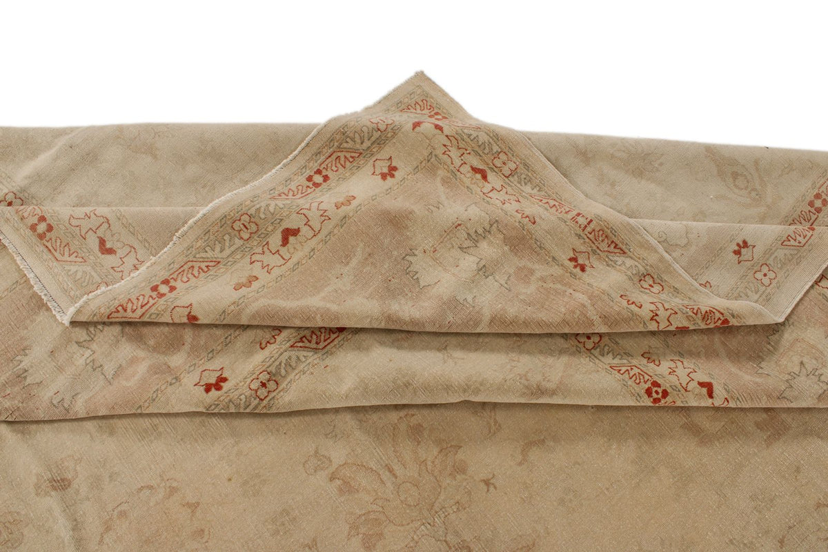 13x19 Beige and Red Turkish Oushak Rug