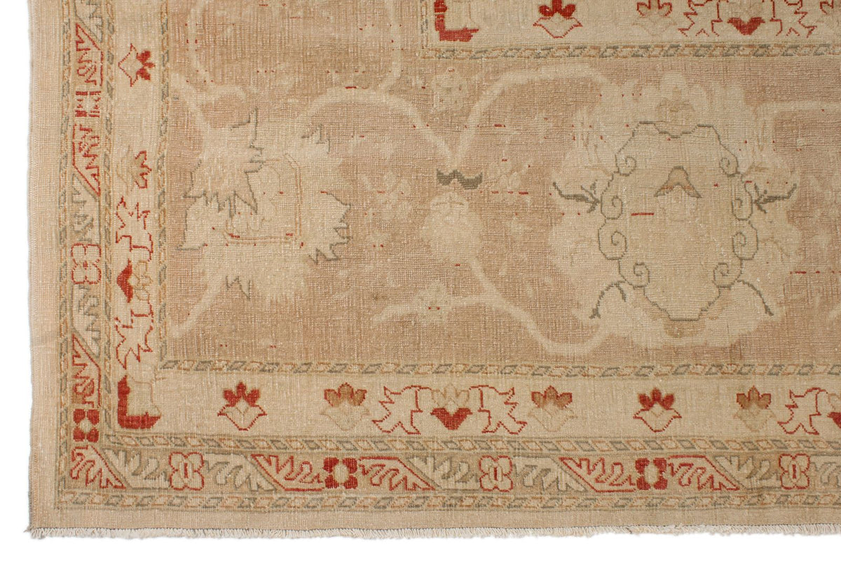 13x19 Beige and Red Turkish Oushak Rug