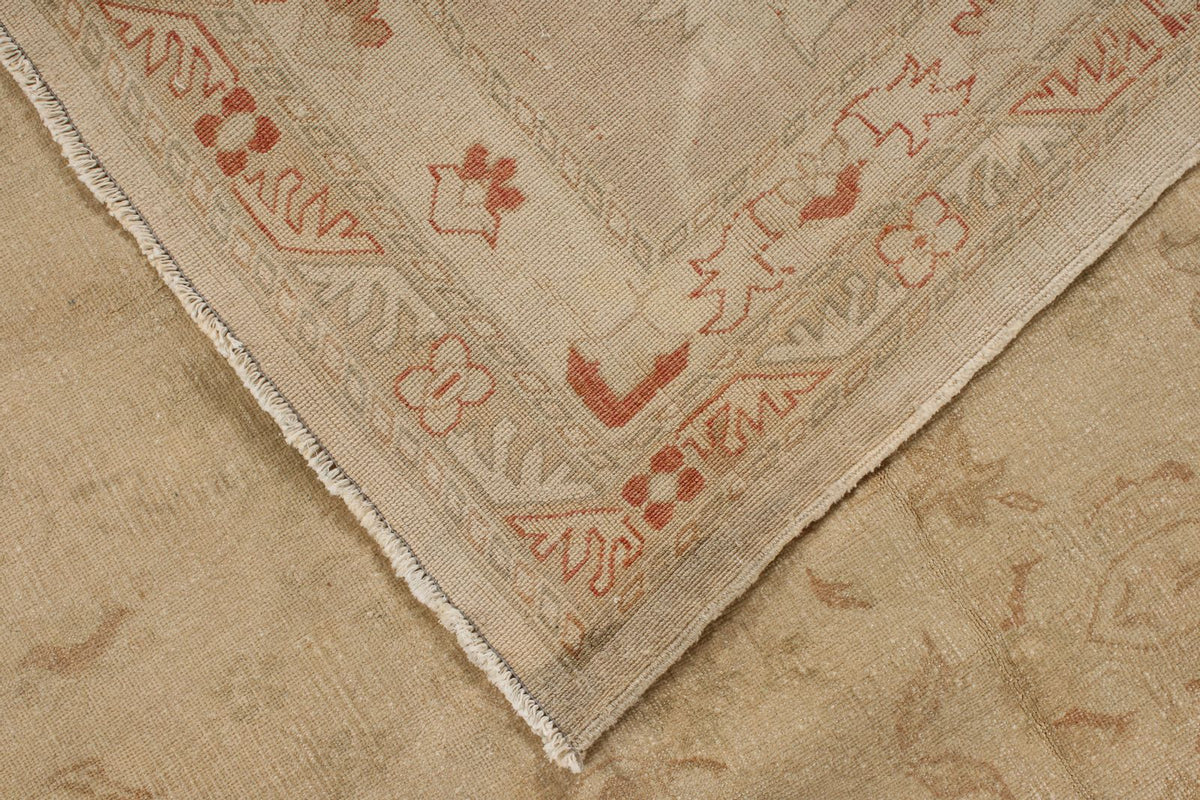 13x19 Beige and Red Turkish Oushak Rug