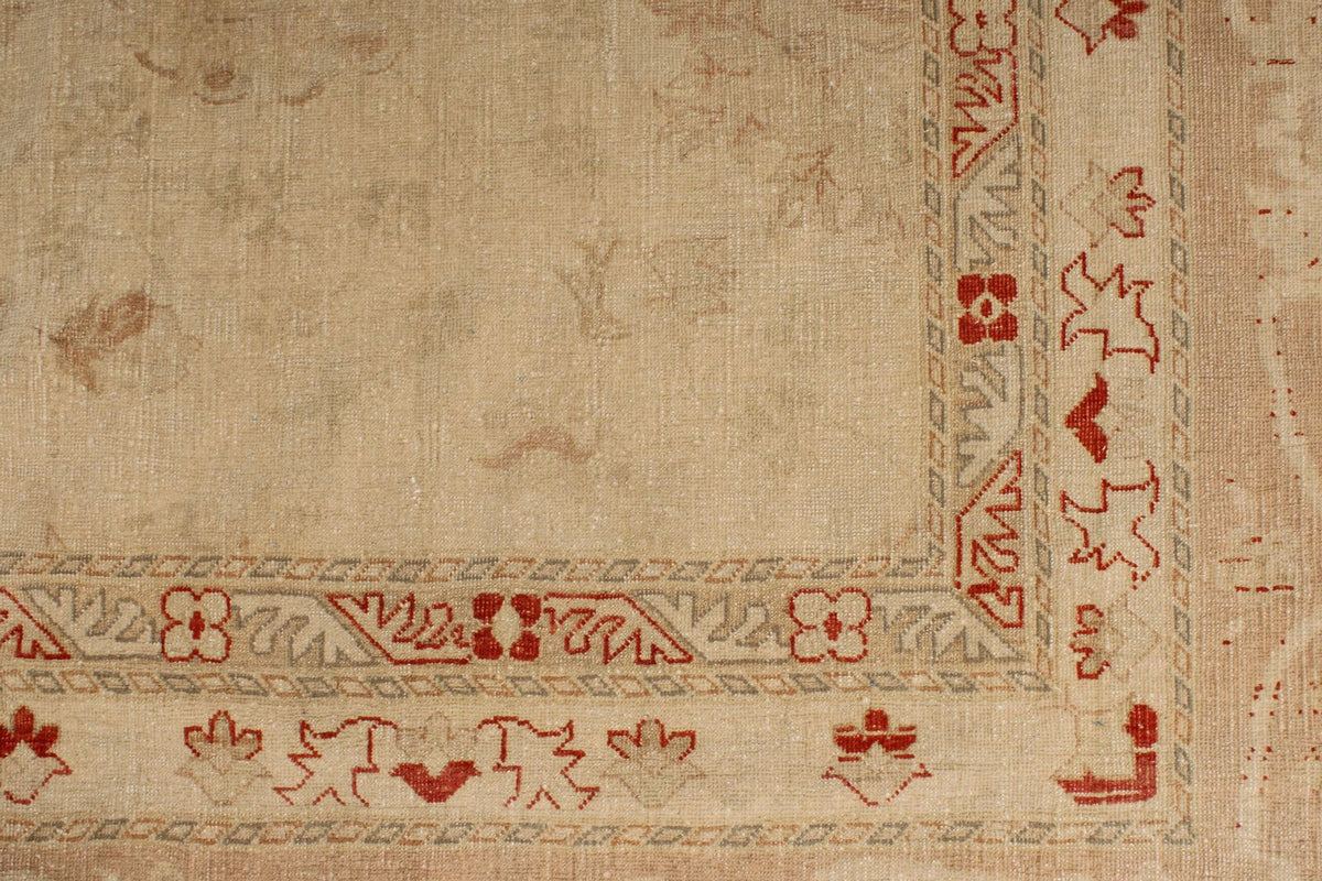 13x19 Beige and Red Turkish Oushak Rug