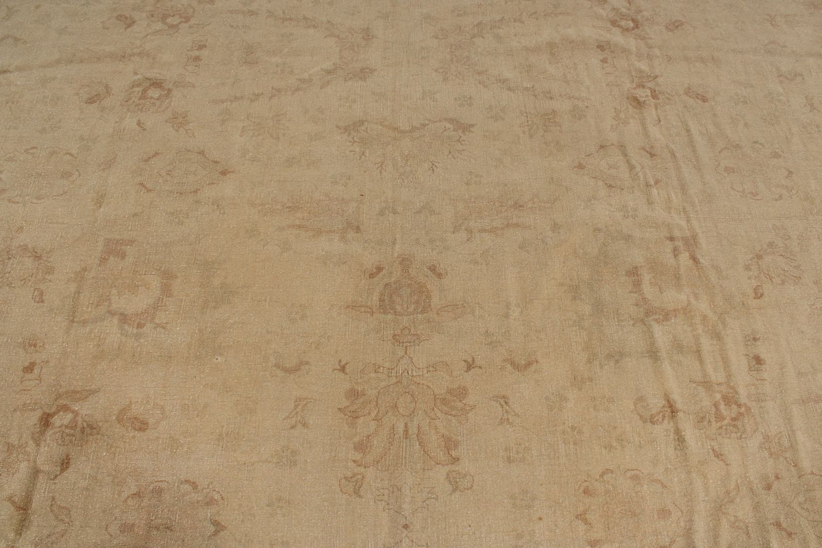 13x19 Beige and Red Turkish Oushak Rug