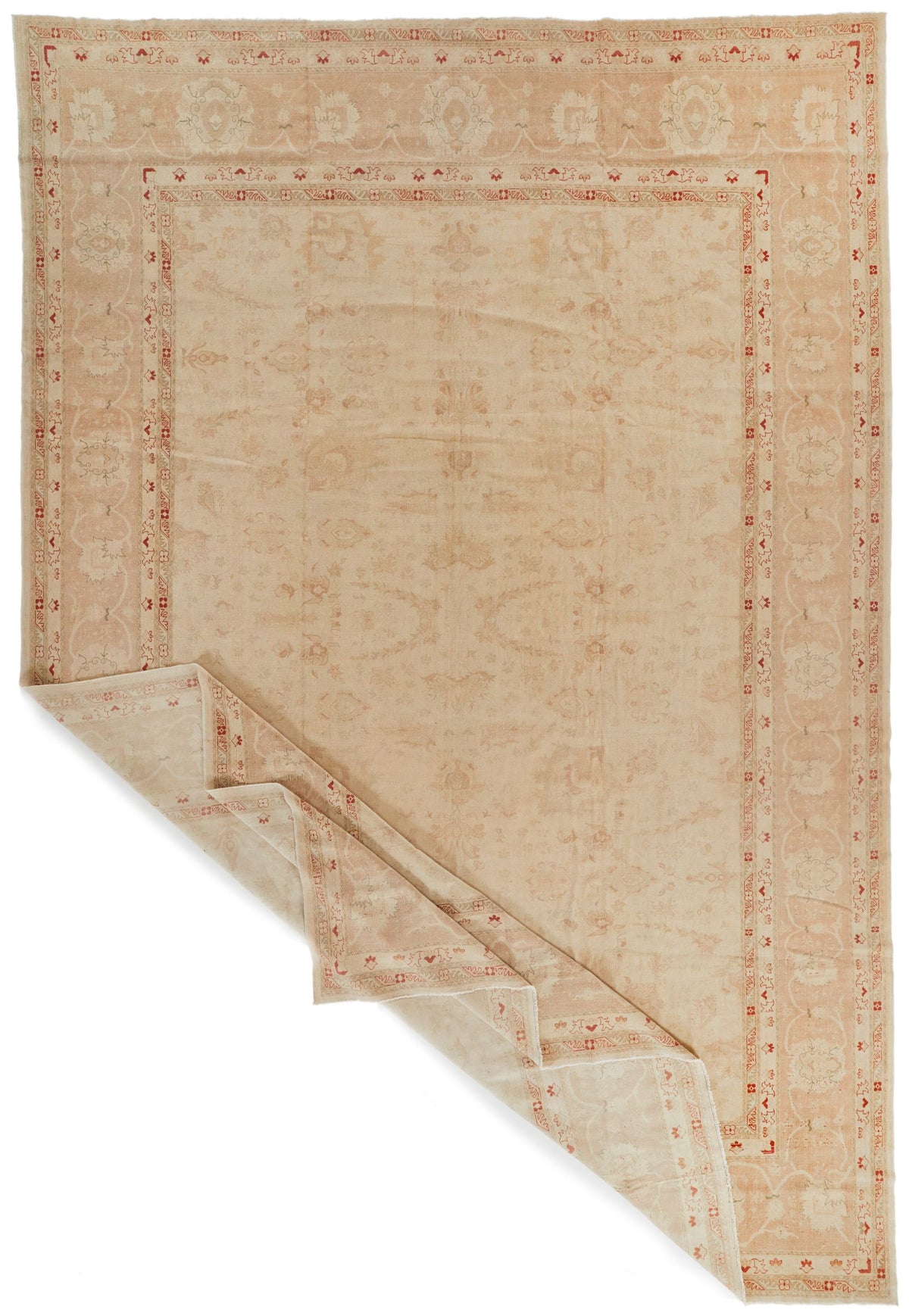 13x19 Beige and Red Turkish Oushak Rug