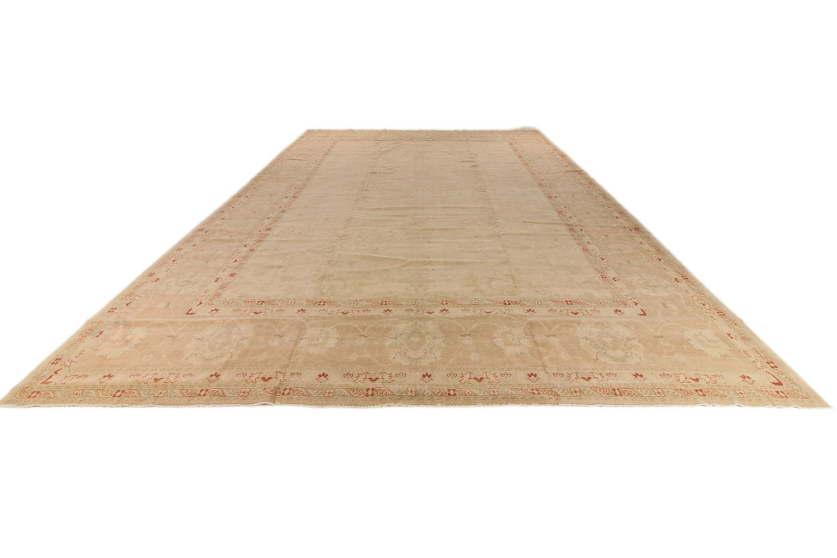13x19 Beige and Red Turkish Oushak Rug