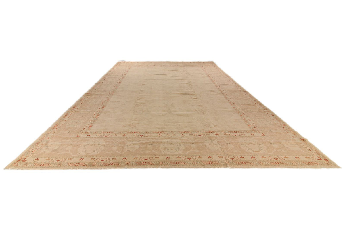 13x19 Beige and Red Turkish Oushak Rug