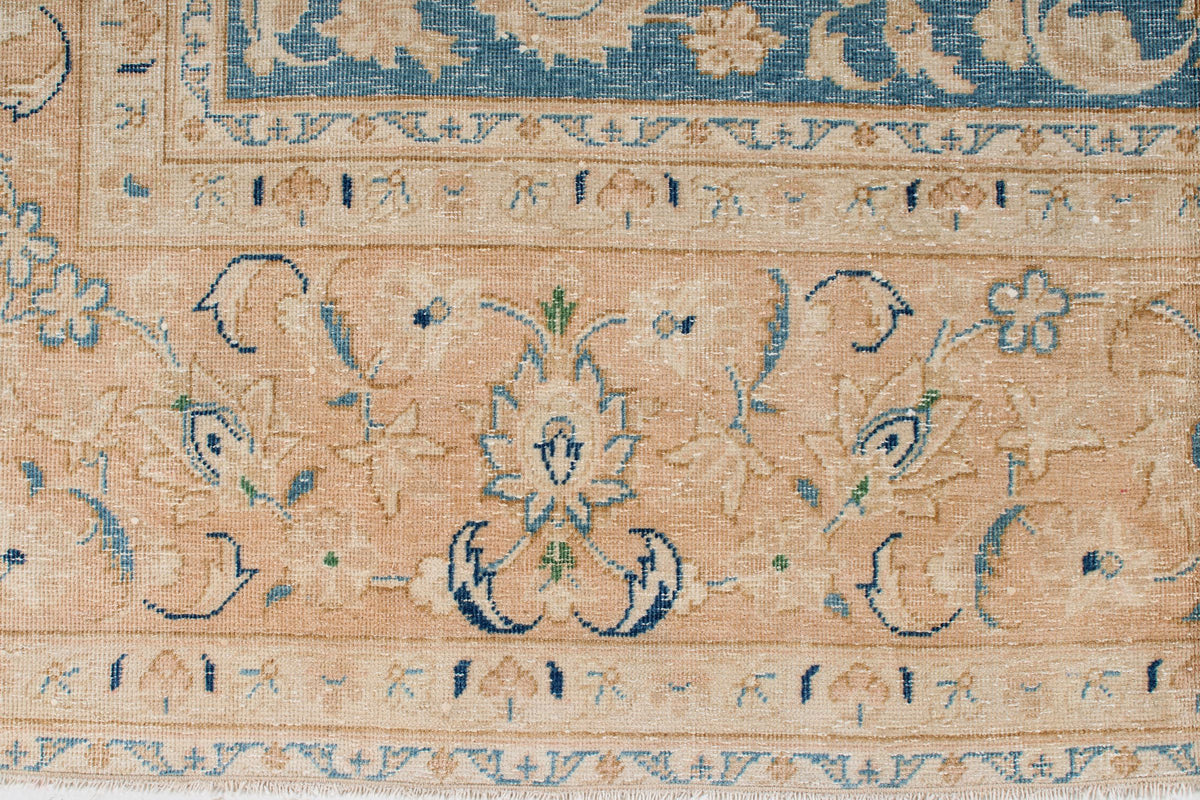 6x10 Blue and Rust Turkish Silk Rug