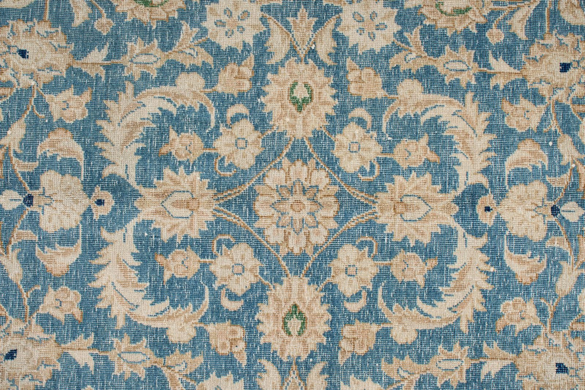 6x10 Blue and Rust Turkish Silk Rug