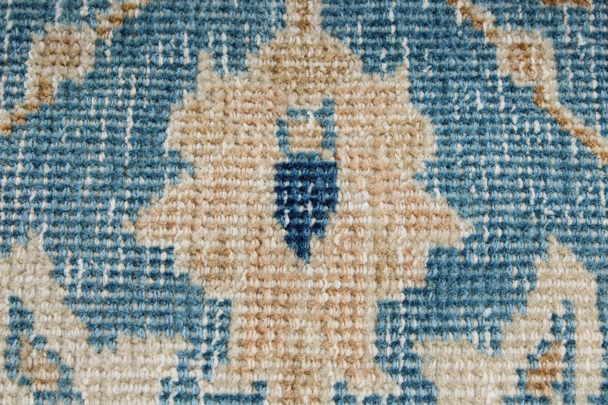 6x10 Blue and Rust Turkish Silk Rug
