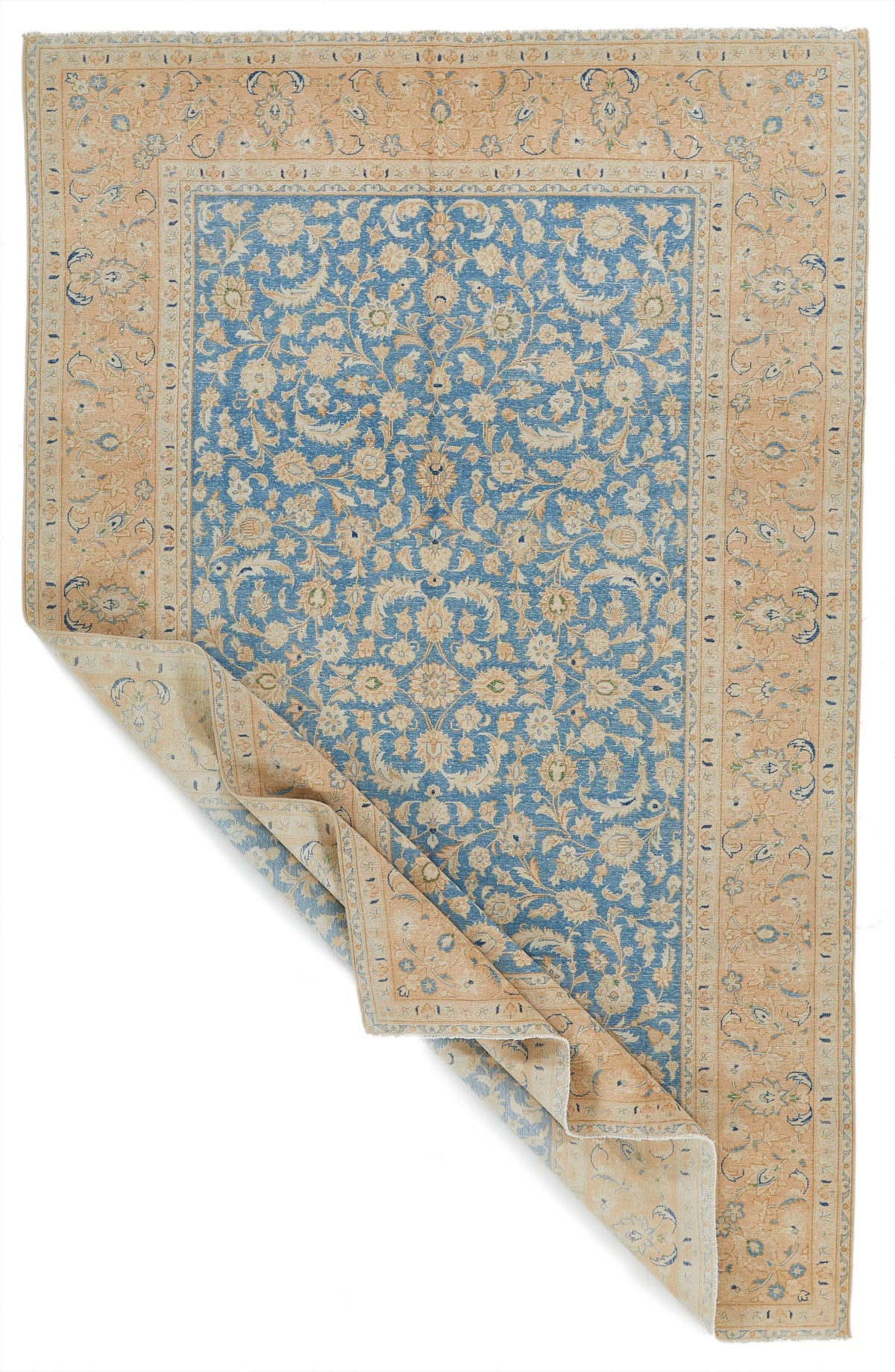 6x10 Blue and Rust Turkish Silk Rug
