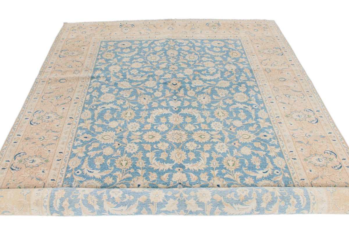 6x10 Blue and Rust Turkish Silk Rug