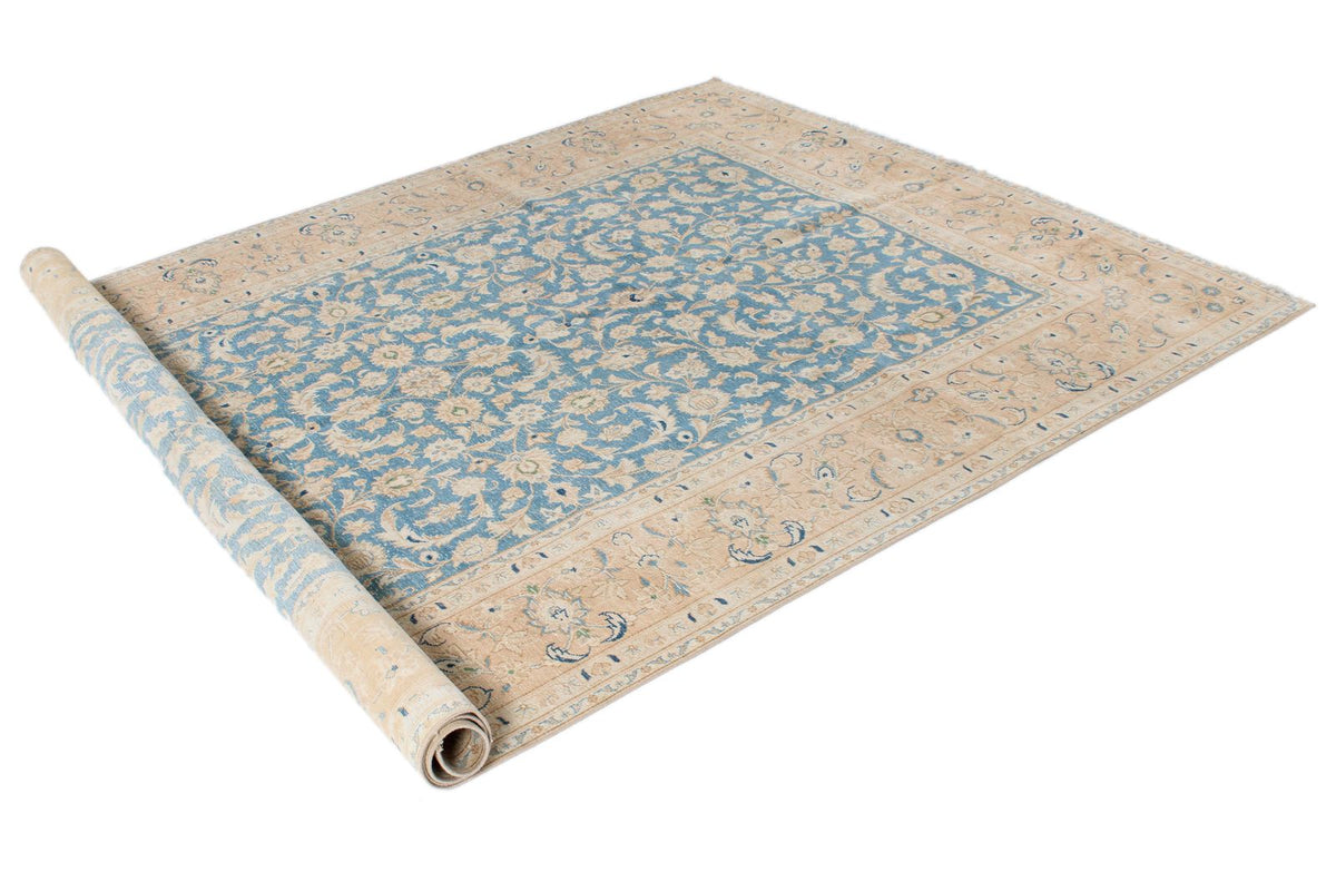 6x10 Blue and Rust Turkish Silk Rug