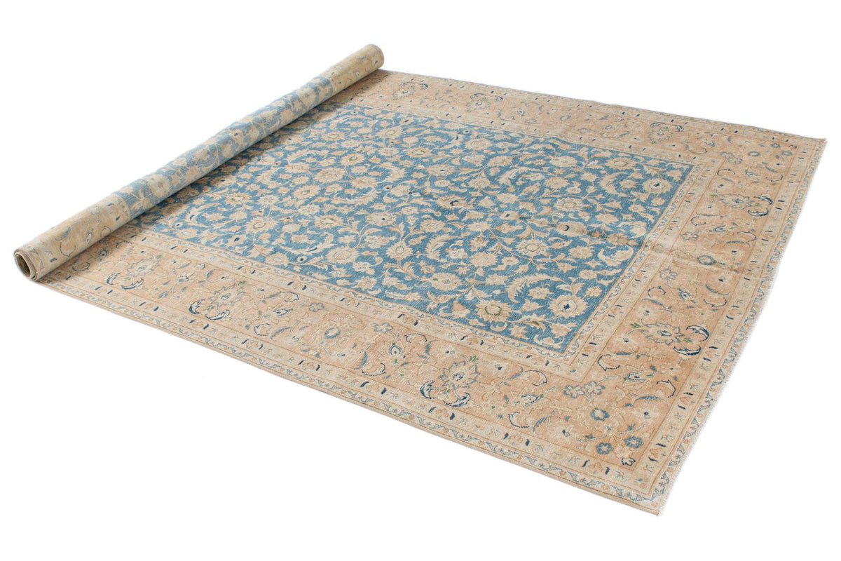 6x10 Blue and Rust Turkish Silk Rug