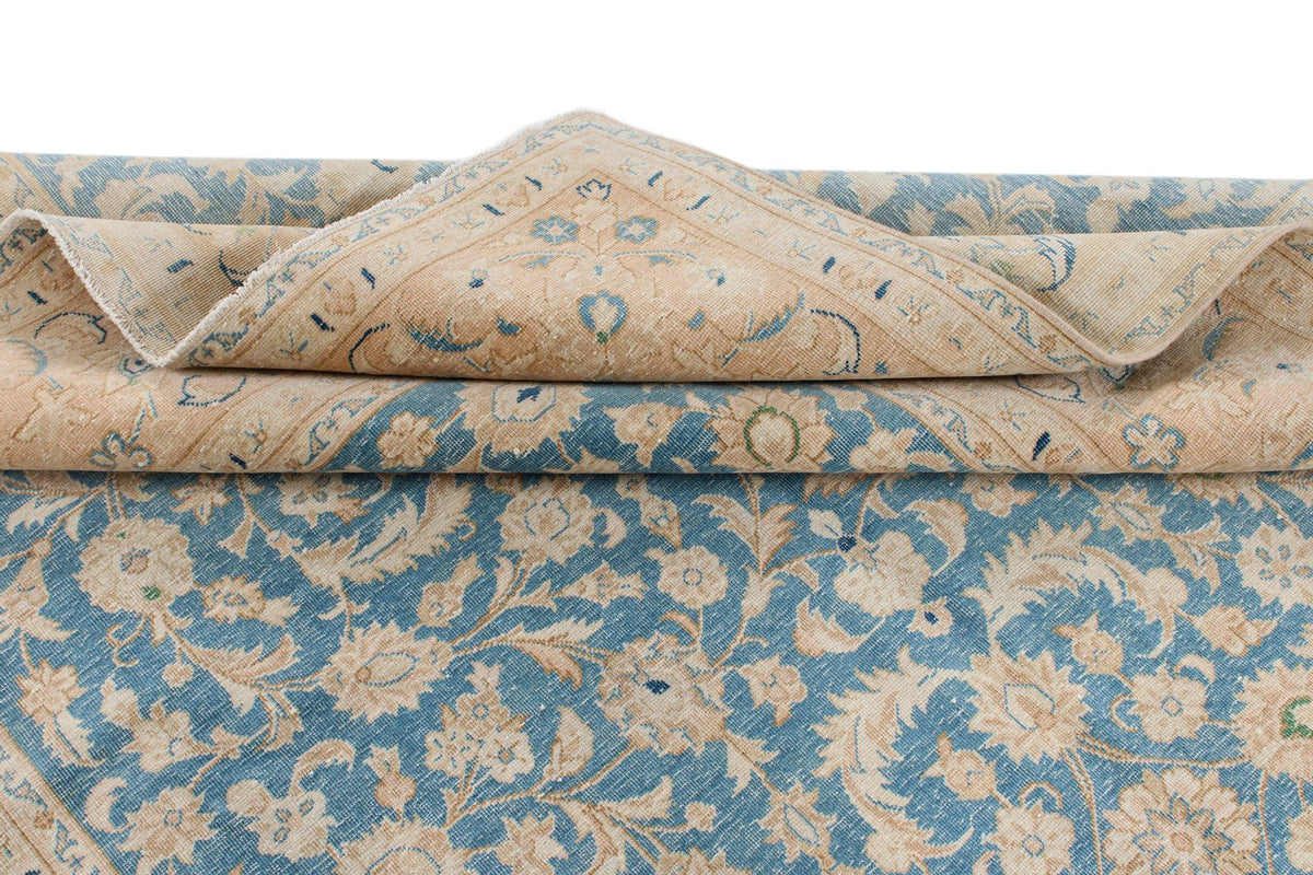 6x10 Blue and Rust Turkish Silk Rug