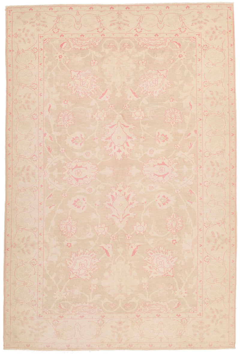 6x8 Beige Turkish Oushak Rug