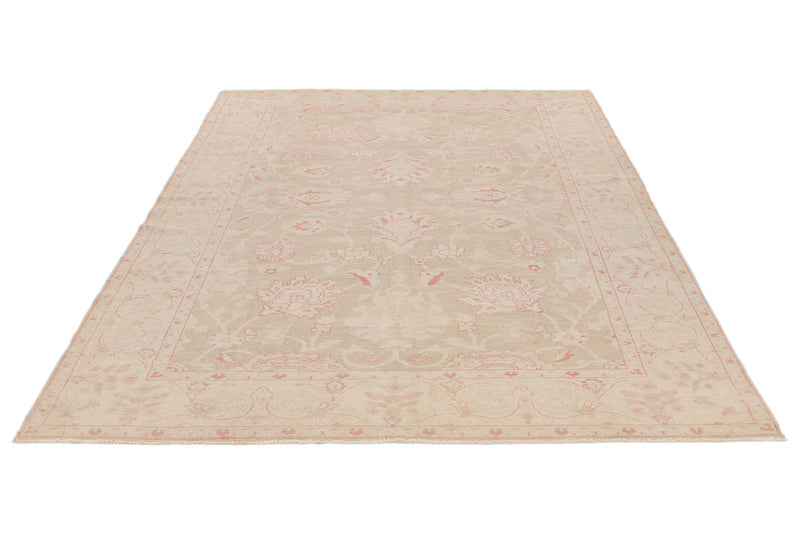 6x8 Beige Turkish Oushak Rug