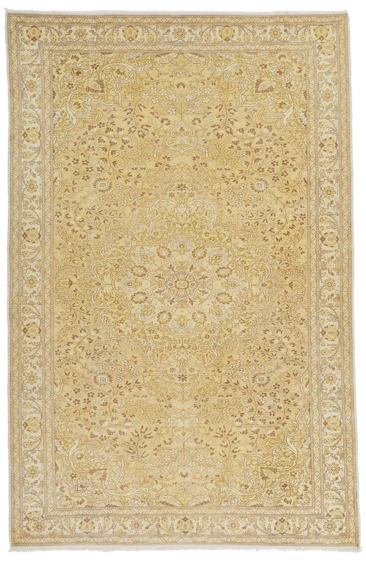 6x10 Yellow and Brown Turkish Traditional Rug